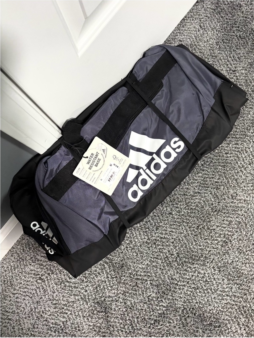 adidas Black and Gray Large Team Duffel Bag
